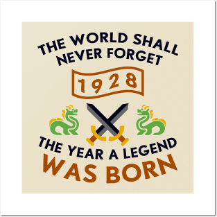 1928 The Year A Legend Was Born Dragons and Swords Design Posters and Art